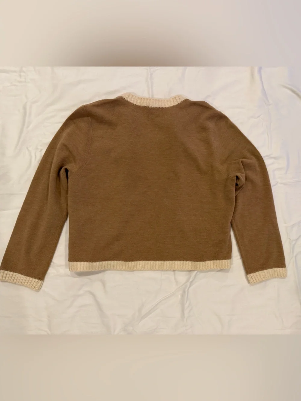 Tory Burch Kendra Cardigan Camel with Cream Trim